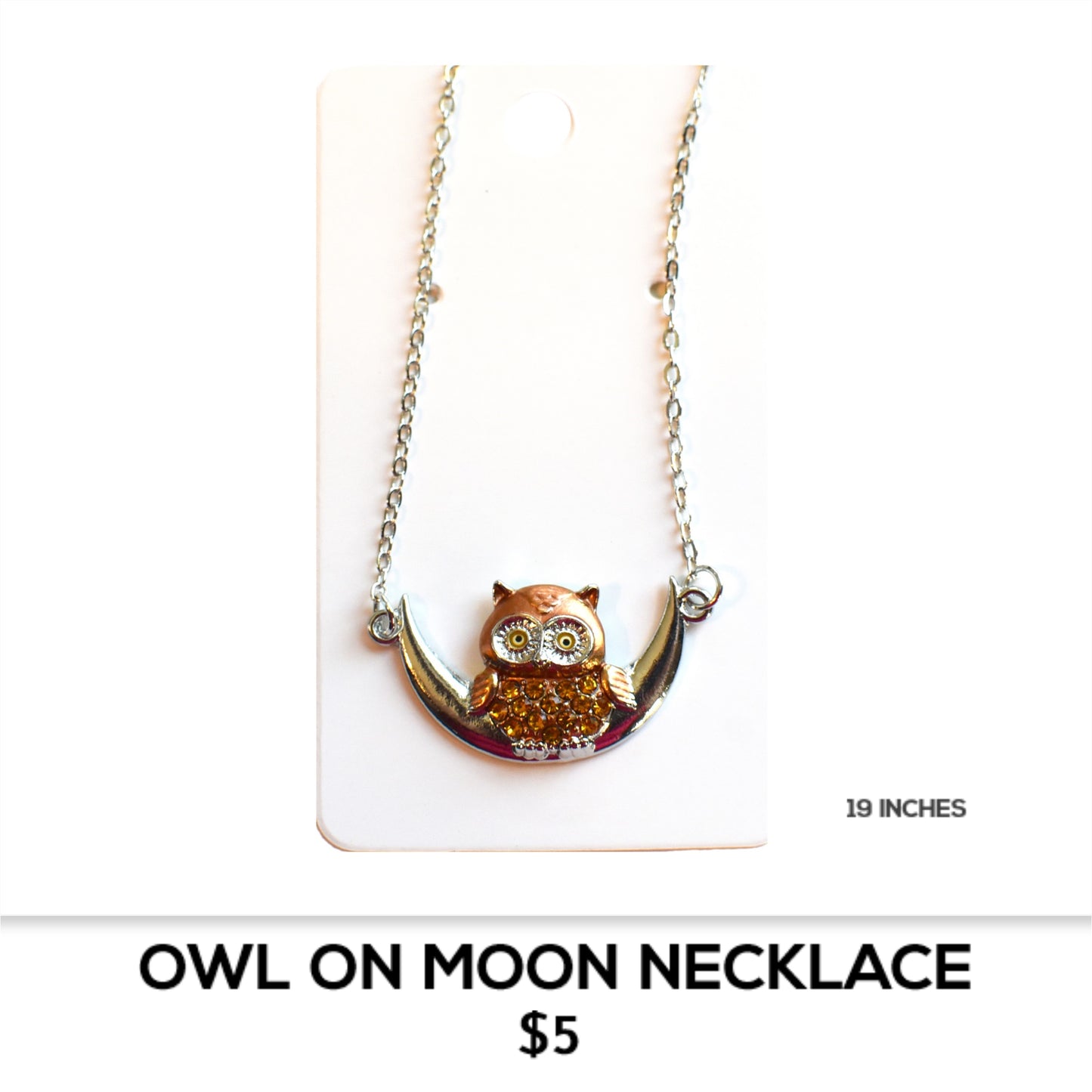 OWL ON MOON NECKLACE