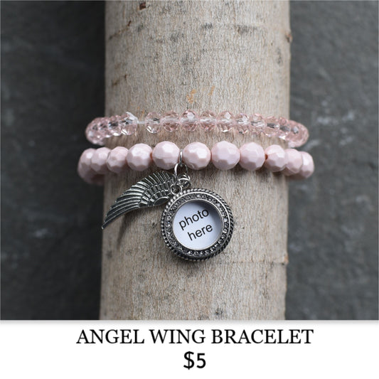 AWARENESS ANGEL WING BRACELET - BREAST CANCER