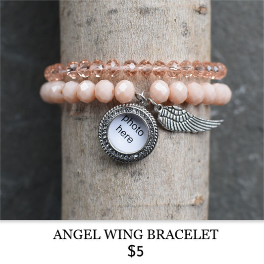 AWARENESS ANGEL WING BRACELET - BREAST CANCER