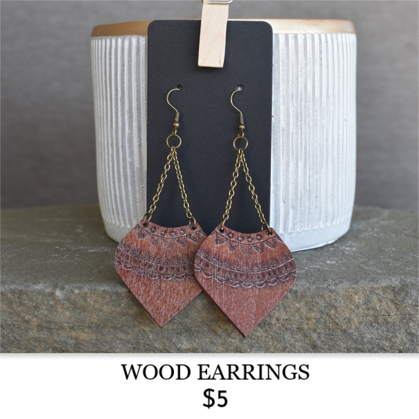 WOOD DROP EARRINGS