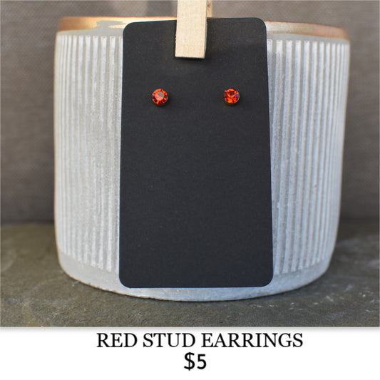 RED STUD EARRINGS