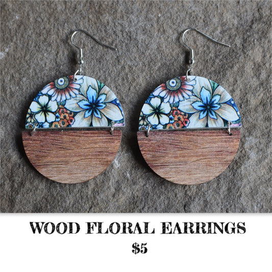 WOOD FLORAL EARRINGS