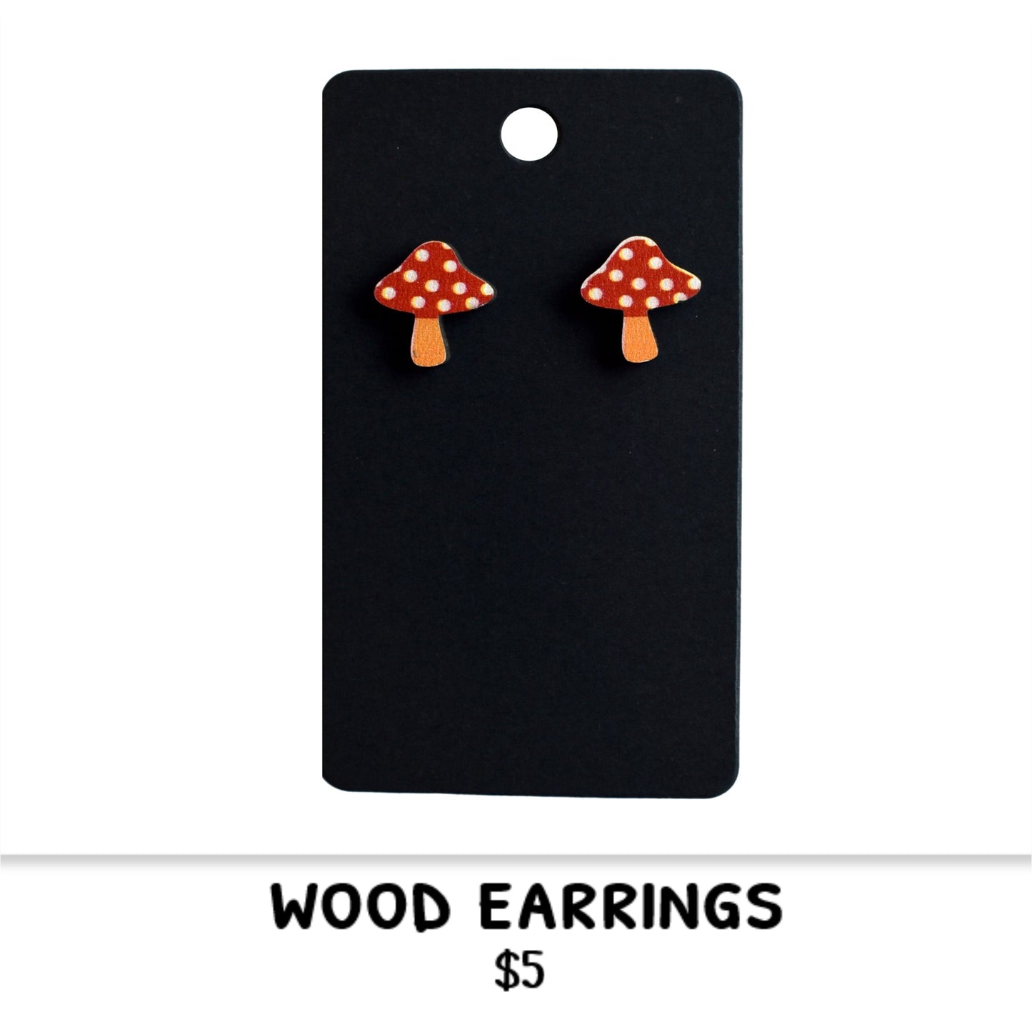 WOOD MUSHROOM EARRINGS