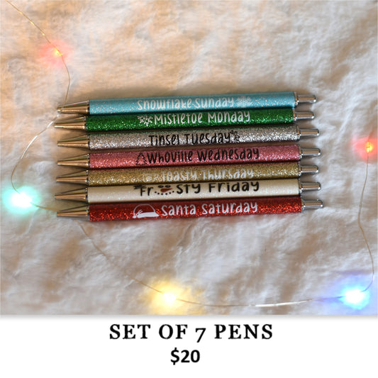 SET OF 7 CHRISTMAS PENS