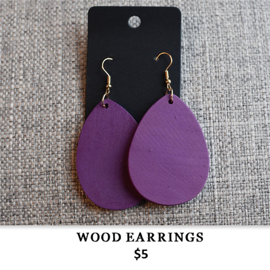 PURPLE WOOD EARRINGS