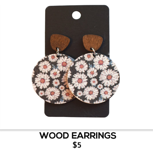 WOOD DAISY EARRINGS