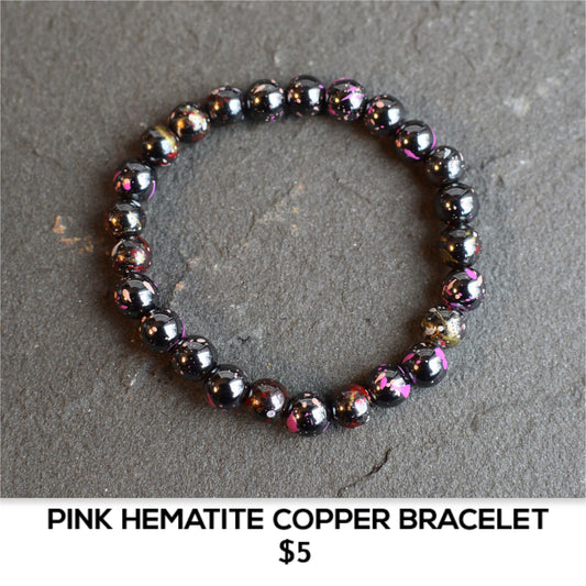 PINK HEMATITE COPPER BRACELET