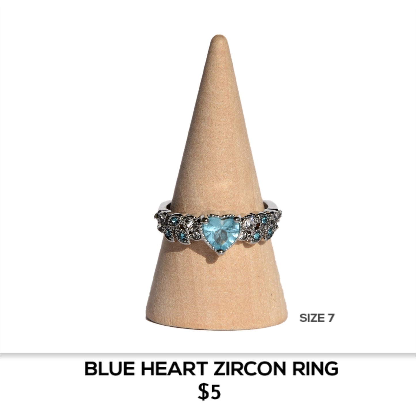 BLUE HEART ZIRCON RING