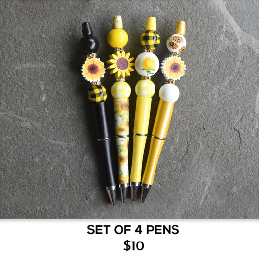 SET OF 4 SUNFLOWER PENS