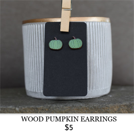 WOOD PUMPKIN EARRINGS