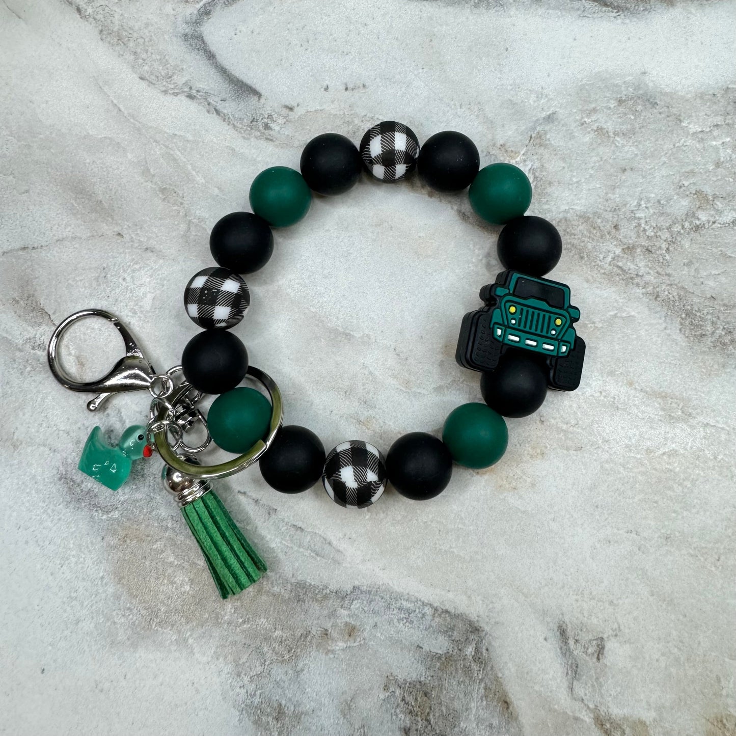 Silicone Bracelet Keychain - Duck Duck Jeep - Green