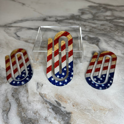 Jumbo Paperclip - Glitter American Flag
