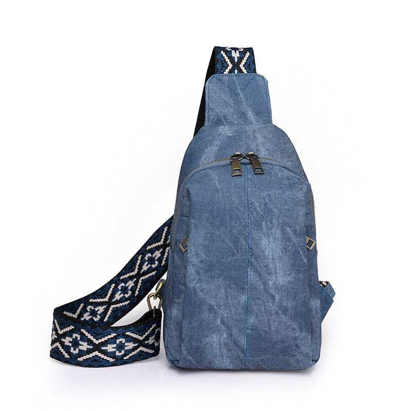 Sling Bag - Denim Suede - Side Zip