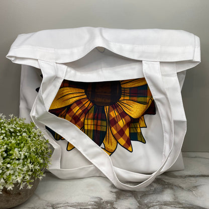 Tote Bag - Plaid Sunflower