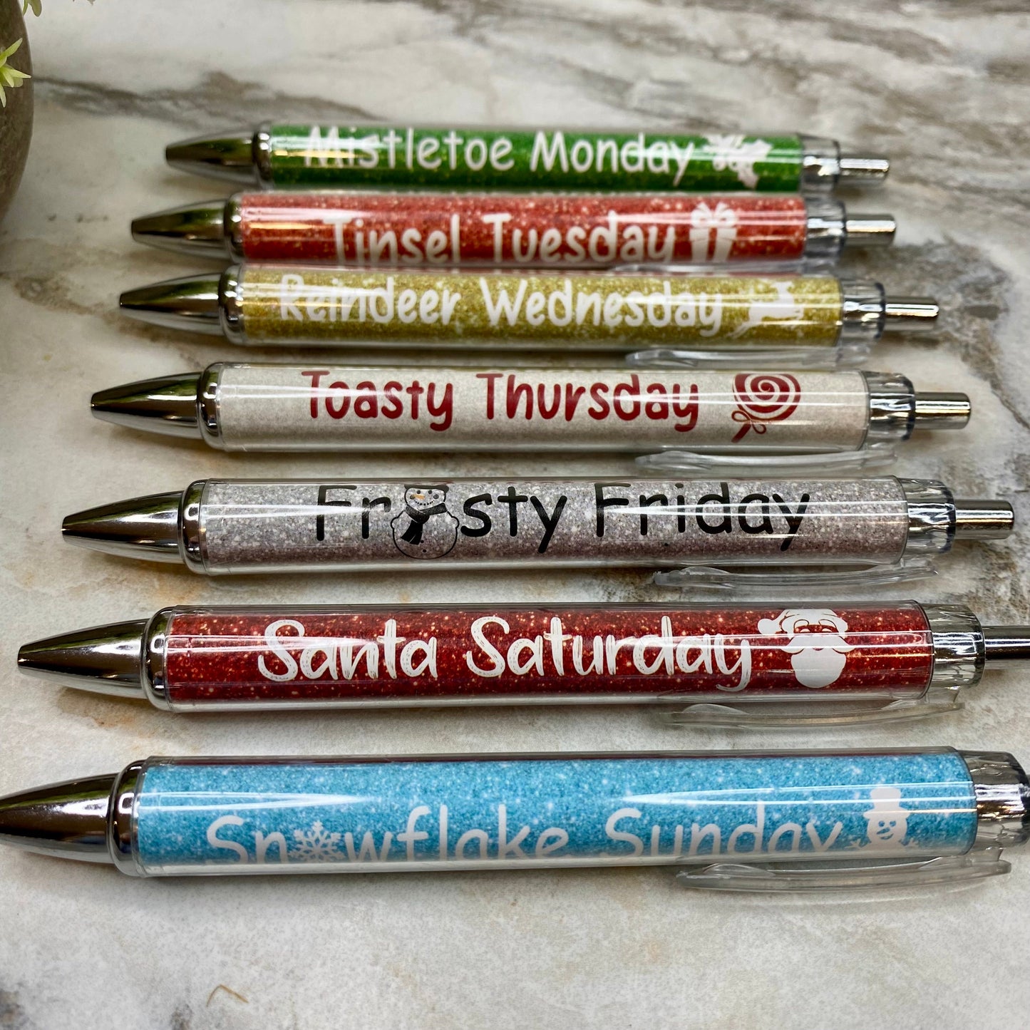 Pen - Clear Christmas Design - Days of the Week Set