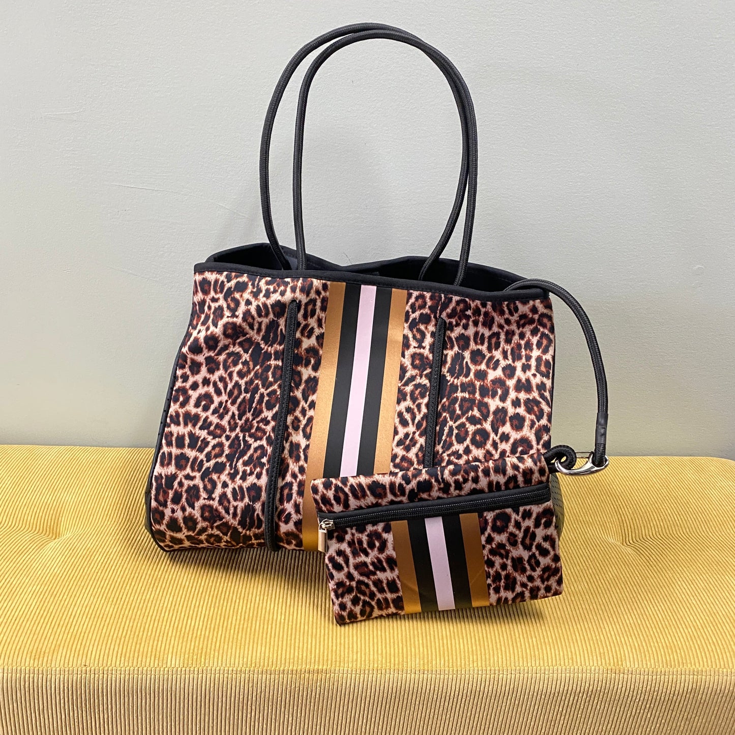 Neoprene Tote - Gold Animal Stripe