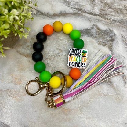 Silicone Bracelet Keychain - Coffee Teacher Powers