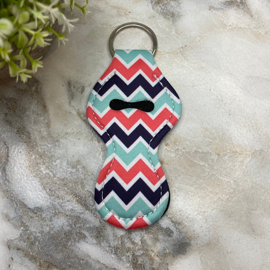 Lip Balm Chapstick Holder - #42 - Red Blue Chevron