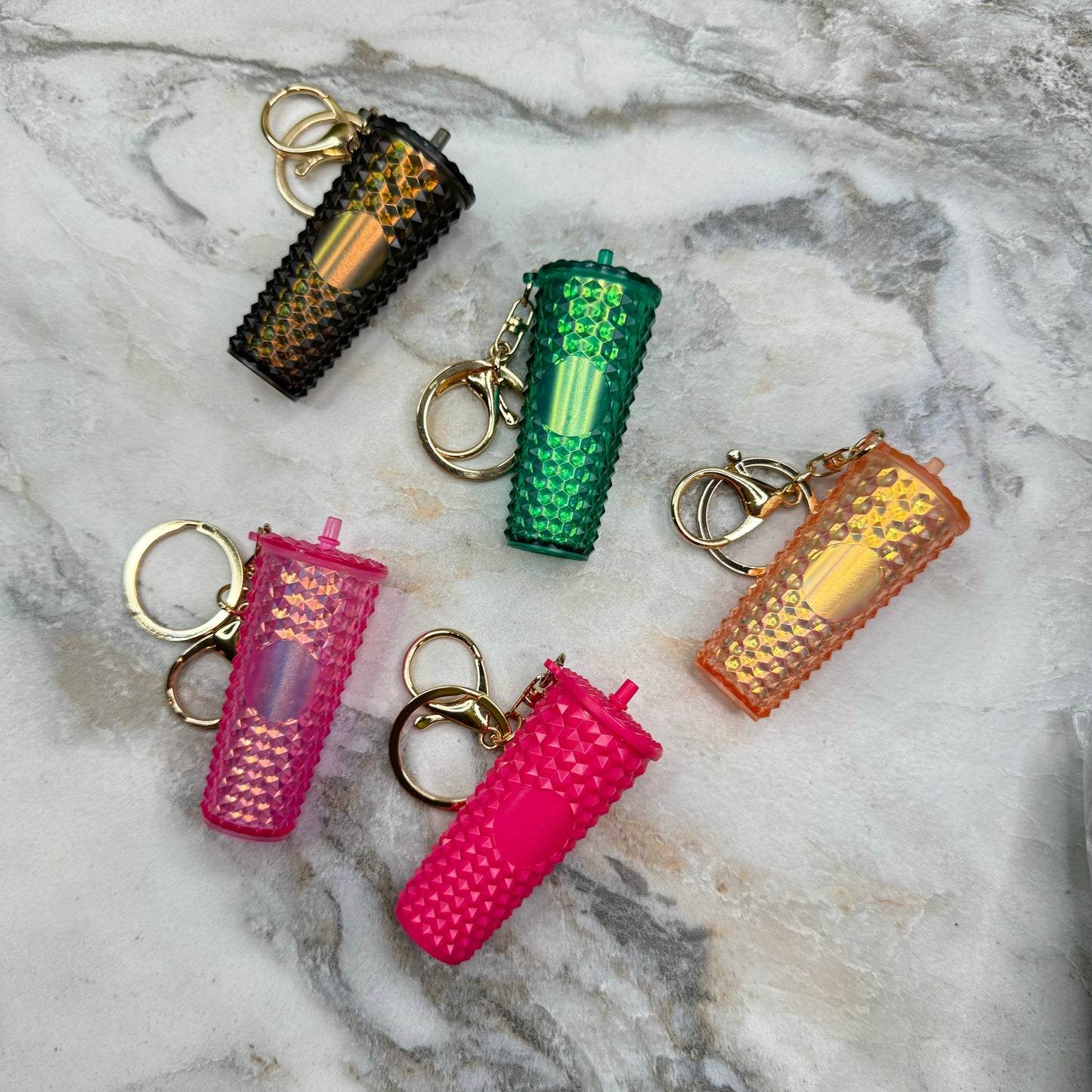 Keychain - Studded Tumbler - Olive Oilslick