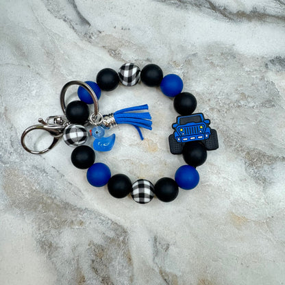 Silicone Bracelet Keychain - Duck Duck Jeep - Blue