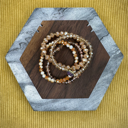 Bracelet Pack - Druzy Bead - Light Orange / Peach