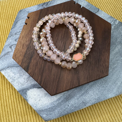 Bracelet Pack - Druzy Bead - Light Pink