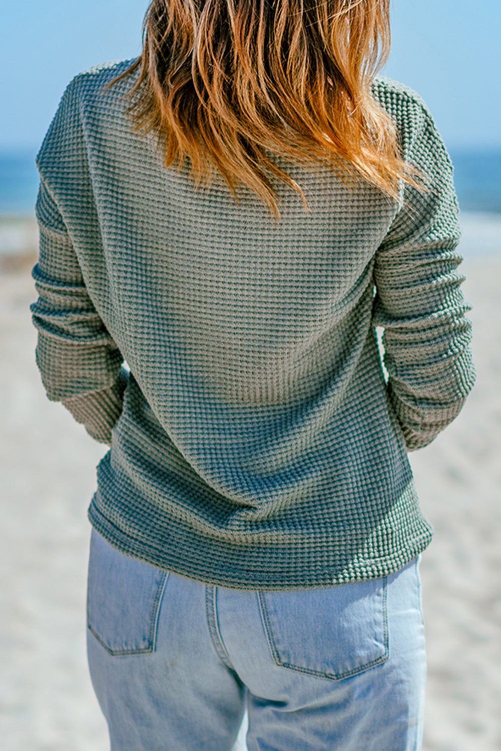 Green Waffle Knit Top August.