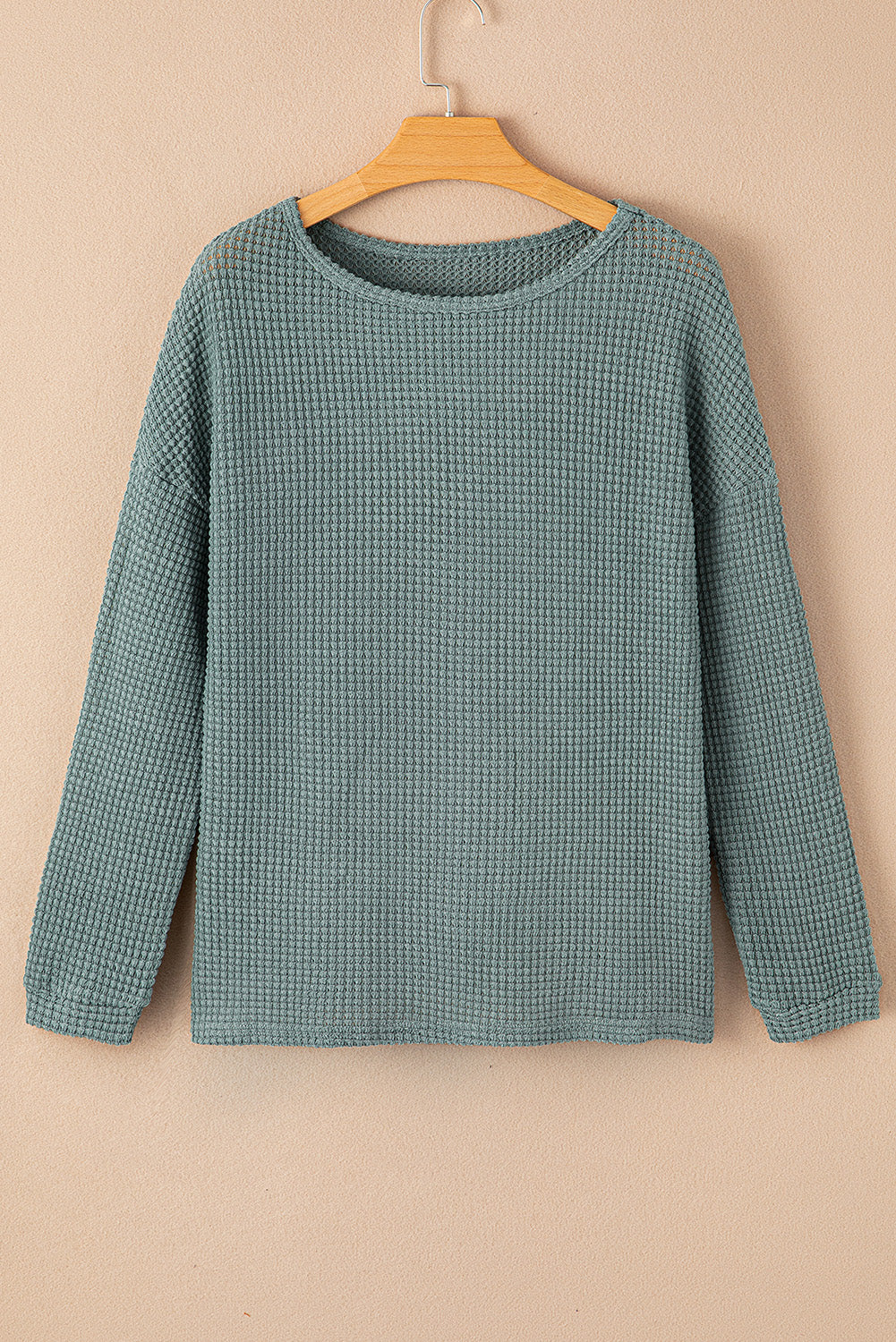 Green Waffle Knit Top August.
