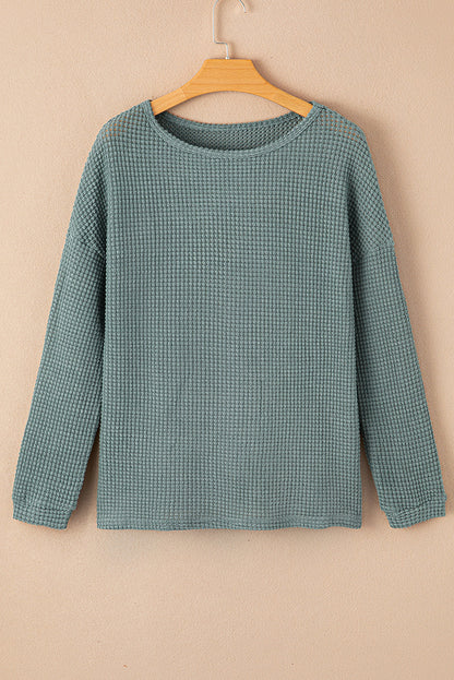 Green Waffle Knit Top August.