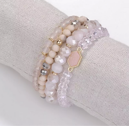 Bracelet Pack - Druzy Bead - Light Pink