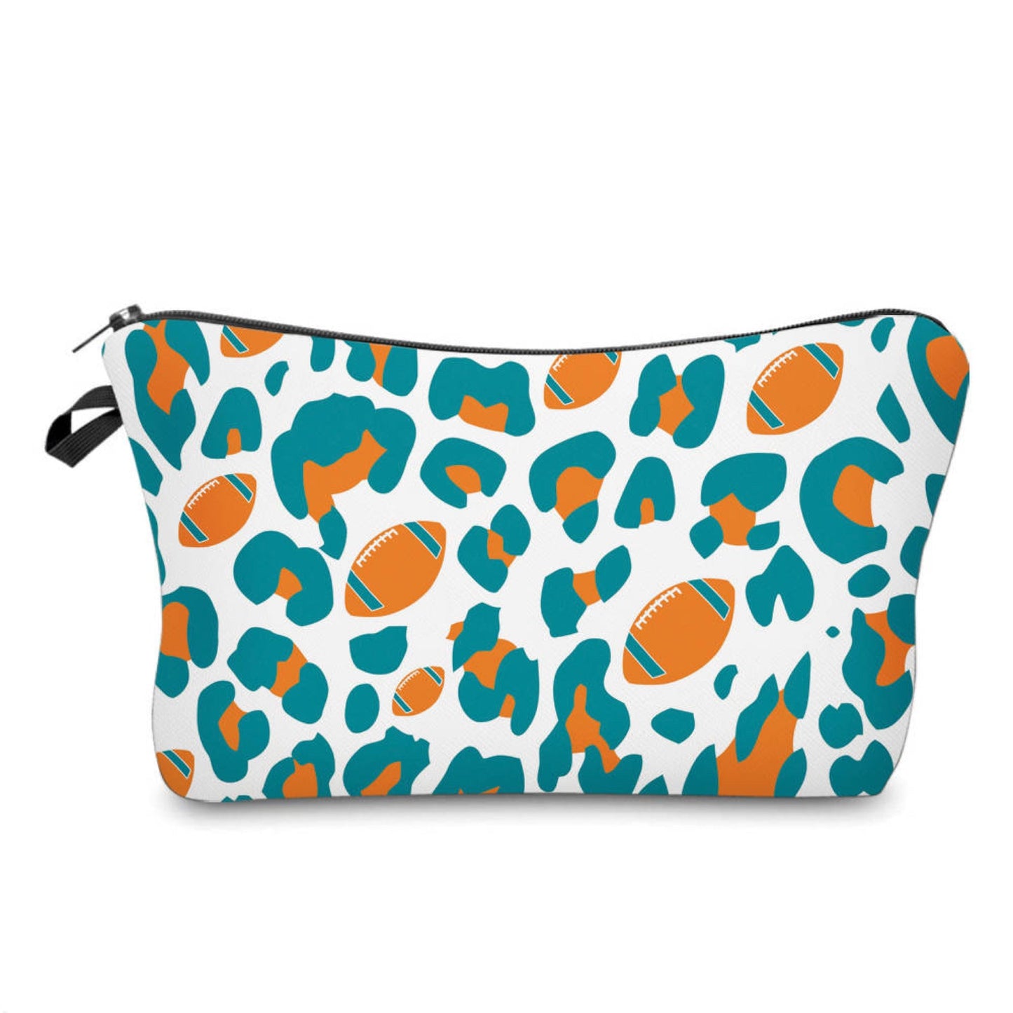 Pouch - Football Animal Print Aqua Orange