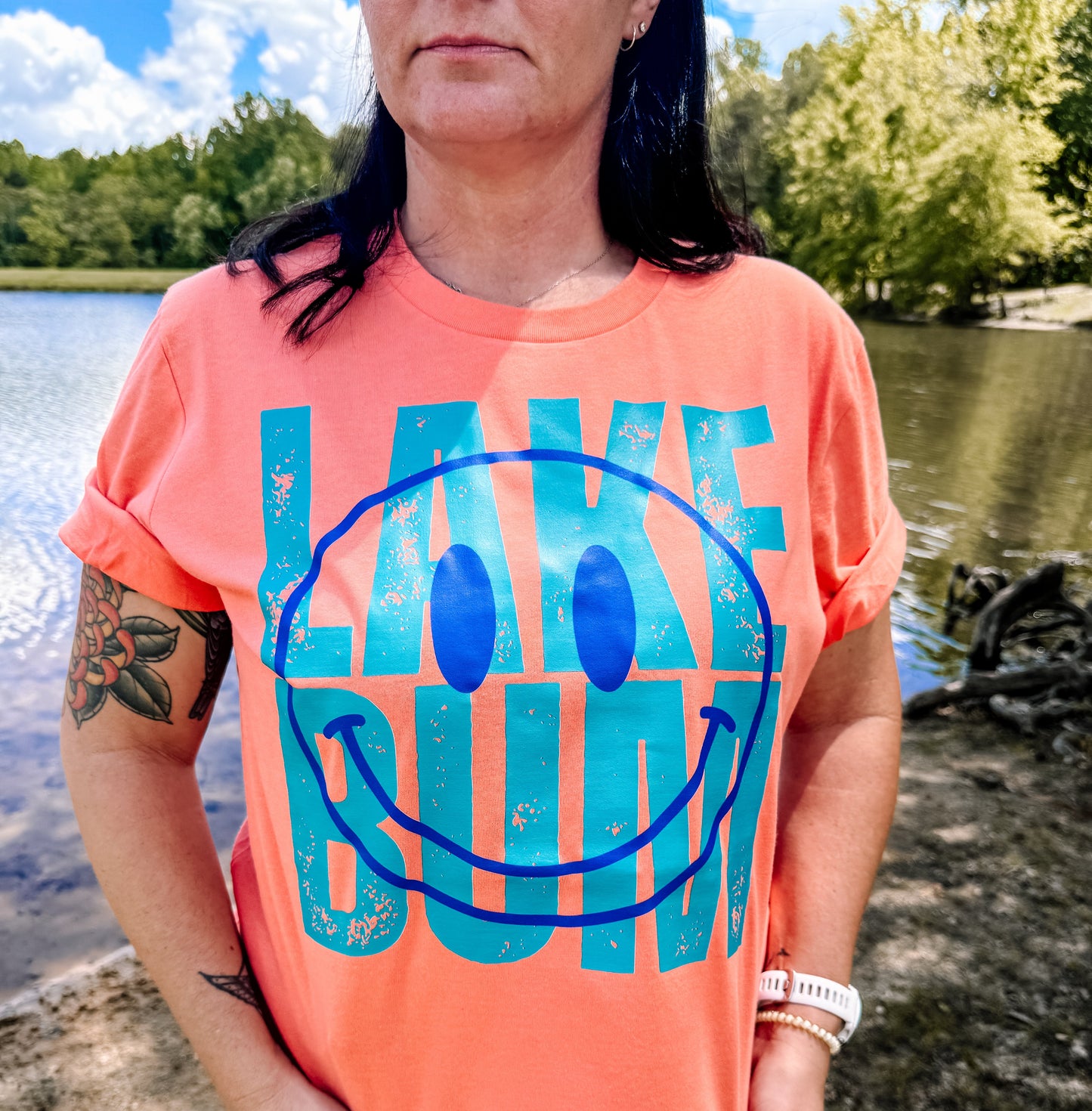 Lake Bum Summer Neon Graphic Tee