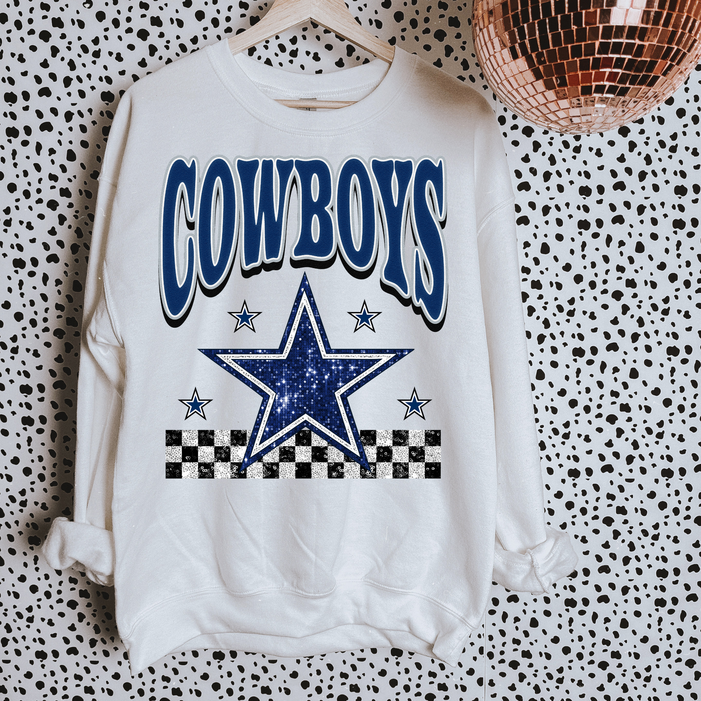 Faux Glitter Cowboys Sweatshirt