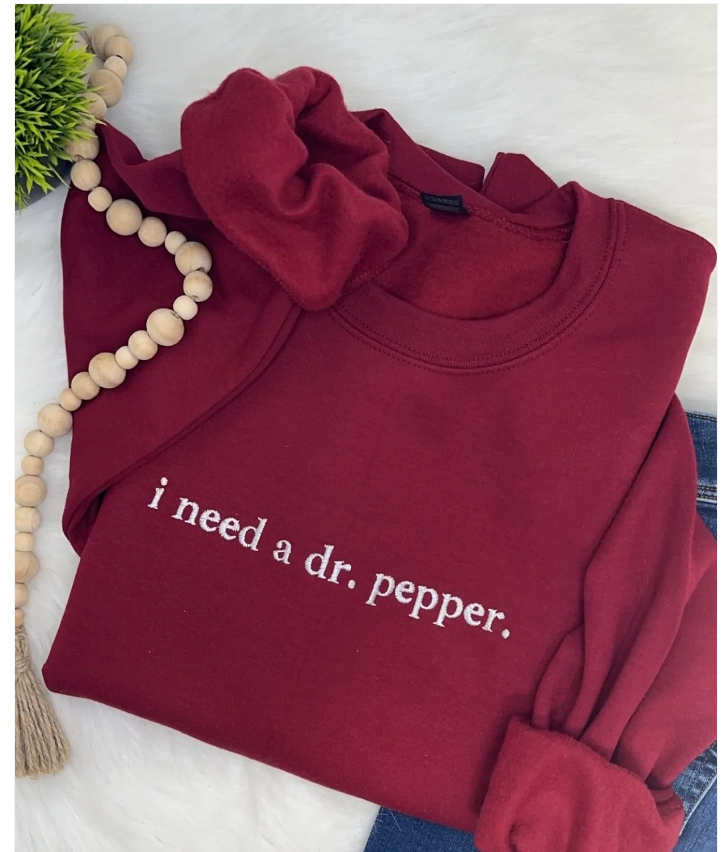 EMBROIDERED DR. PEPPER CREWNECK