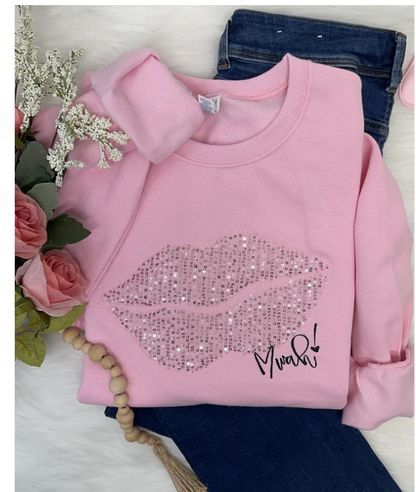 EMBROIDERED PINK PUCKER SEQUINS SHIRT