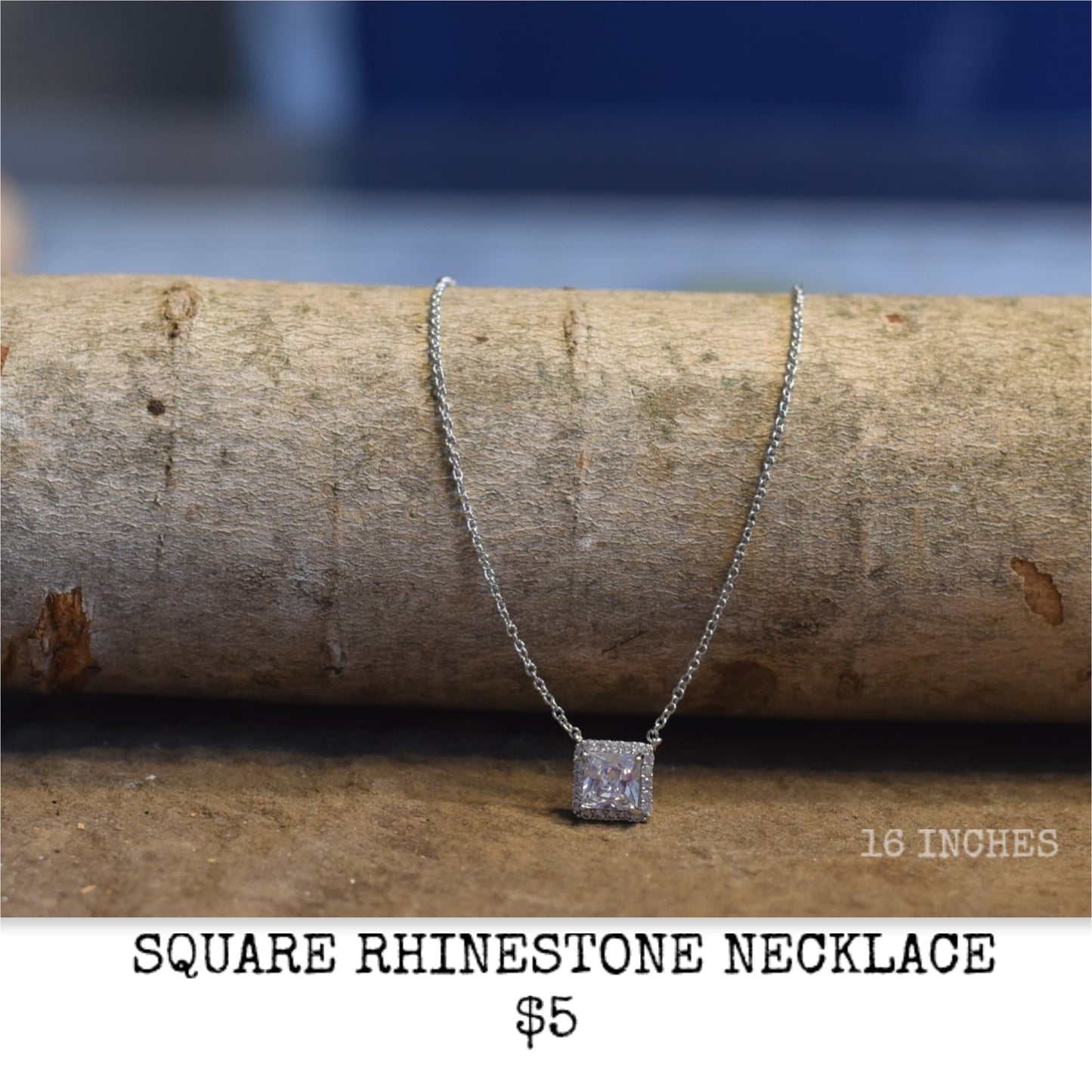 SQUARE RHINESTONE NECKLACE