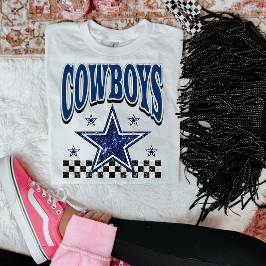 Faux Glitter Cowboys Graphic Tee