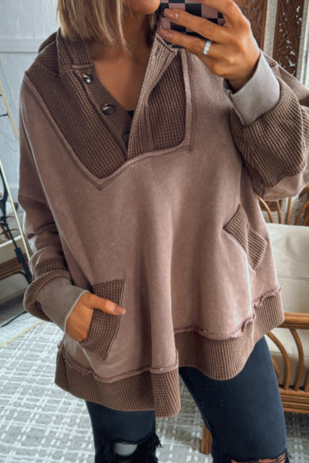 Waffle Patchwork Plus Hoodie August.