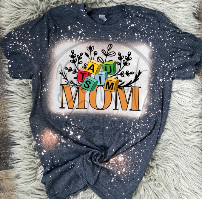 Autism Mom Bleached Distressed Tee Shirt