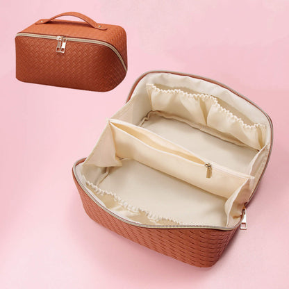 Oversized Lay Flat Cosmetic Bag - Woven Solids