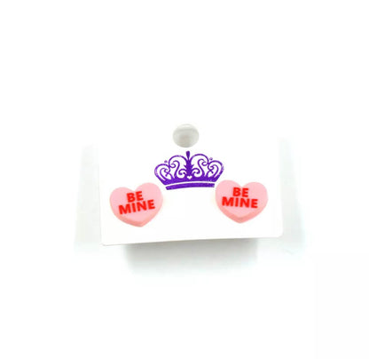 Acrylic Stud Earrings - Be Mine Heart