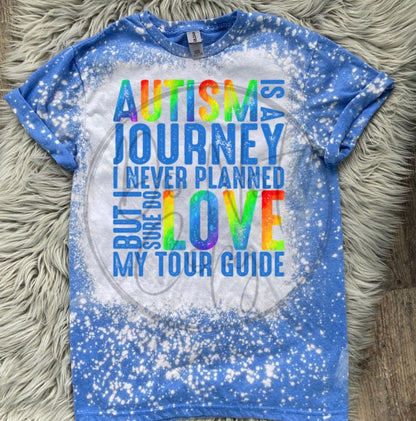 Autism is a journey I never planned Bleached Distressed Tee Shirt