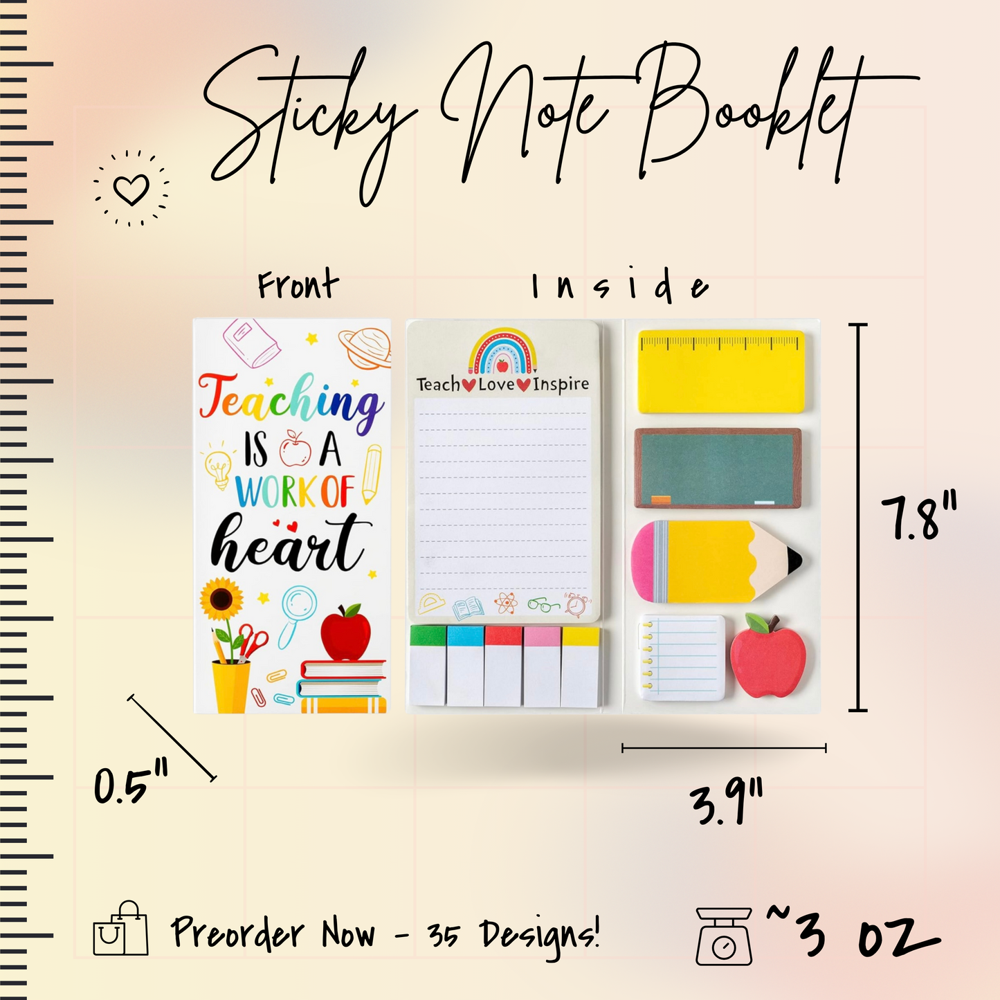 Sticky Note Booklet Set - Teaching Heart (White Background)